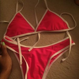 Red Two Piece Bathing Suit